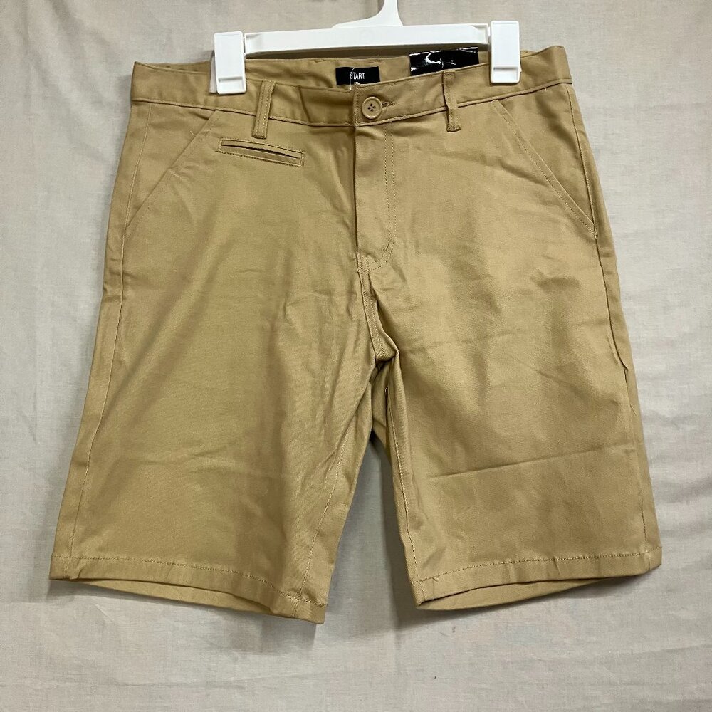 NWT Start Men's Size 32 Khaki Flex Comfort Casual 4-Way Stretch Fabric Shorts
